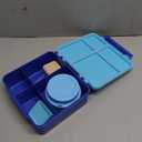 Aimsnk Kids Bento Lunch Box with 8oz Soup Thermo, Kids Leakproof Lunch Food Containers with 4 Compartment, Insulated Hot Food Jar with Lunch Bag for School, Travel (Blue-No lunch bag)