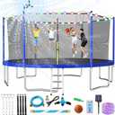Lyromix Upgraded 14FT Trampoline for Kids and Adults, Large Outdoor Trampoline with Stakes, Light, Sprinkler, Backyard Trampoline with Basketball Hoop and Net, Capacity for 5-8 Kids and Adults