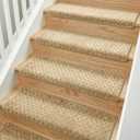 MBIGM Bullnose Carpet Stair Treads Non Slip Stair Mats for Wooden Stairs (14, Camel - Lattice, 9.5" x 30")