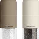 LARS NYSM Salt and Pepper Grinder Set Stainless Steel with Adjustable Grinder I Bottle Design Spice Mills Set Manual (Brown/Beige) (Set of two manual grinders, Taupe Brow/Almond Beige)