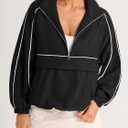 Fisoew Quarter Zip Pullover Women UPF 50+ Lightweight Windbreaker Jacket Running Hiking Outdoor Pullover with Pocket, Medium 