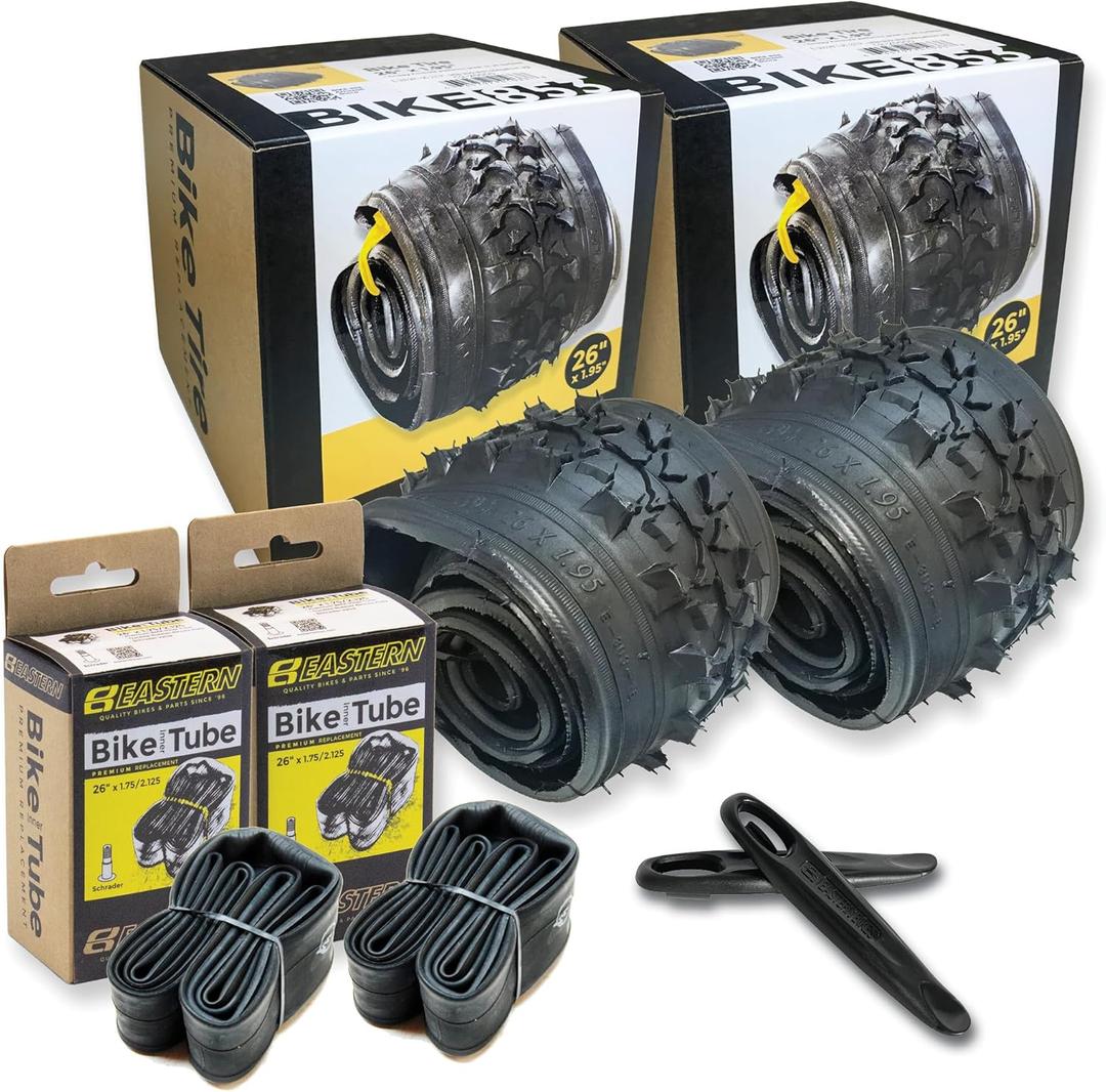 26 Inch Bike Tire Replacement Kit for Mountain Bike Tires 26 X 1.95 Includes Tools. with or Without Tubes Choose 1 or 2 Packs.