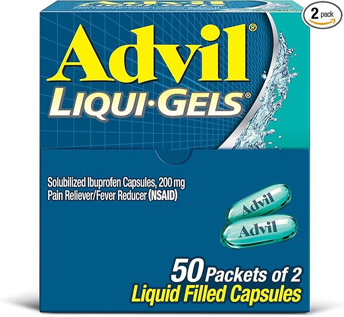 Advil LiquiGels Pain Reliever and Fever Reducer, Pain Medicine for Adults with Ibuprofen 200mg for Headache, Backache, Menstrual Pain and Joint Pain Relief  180 Liquid Filled Capsules