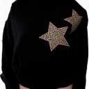 Chvity Womens Star Graphic Hoodies Oversized Y2k Leopard Print Hooded Sweatshirt Teen Girls Casual Cheetah Unisex Streetwear (Small)