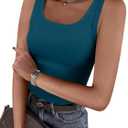 ANRABESS Womens Square Neck Ribbed Tank Tops 2026 Summer Sleeveless Shirts | Soft Lightweight Slim Fit Basic TeeCasual Work Going Out OutfitsFall Spring Layer Undershirts2026 Women Fashion Clothing (Teal, XL)
