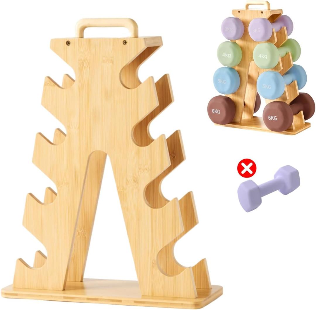 Wooden Dumbbell Rack for Home Gym Storage  Space-Saving A-Frame Stand for Organizing 815lb Weights, Protects Dumbbells from Scratches, Compact & Stylish Workout Storage (Rack Only)