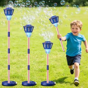 Bubble Machine for Kids Bubble Blower Maker with Lights and Music Automatic Bubble Stand Machine for Parties Birthday Wedding Toddlers Kid Summer Outdoor Toys (Blue)