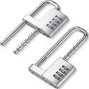 Gisafai 2 Pcs 4 Digit Combination Cabinet Lock U Shaped Code Gym Adjustable Padlock Metal Long Shackle Lock for Outdoor College Fences Sports Lockers Gym, 2.51 x 4.6 Inch