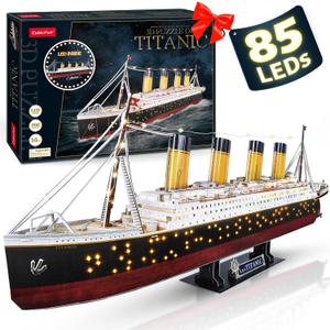 CubicFun Titanic 3D LED Puzzles for Adults 88 CM 266 Pieces,Titanic Toys for Teens, Home Decor Birthday Gifts Adults Valentines Day Gifts