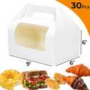 WholeMy 30 Pack 9x6x6 Large Gable Gift Boxes White Party Treat Boxes with Window Disposable Lunch Box Togo for Treats Meals Cookies Favors Goodies Gifting Baked foods