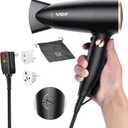 VGR Dual Voltage(100~250V) Travel Hair Dryer with European Plug Adapter for International Travel, Portable Hair Dryer with Concentrator Nozzles