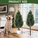 3FT Artificial Cedar Topiary Trees Set of 2 Detachable Planter & Spike,UV Resistant Faux Plants Outdoor and Indoor,Realistic Fake Bushes Pine Tree for Front Porch Decor
