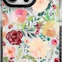 for iPhone 15 Case, Watercolor Rose Garden Pattern, Military-Grade Drop Protection, Cute Soft Slim TPU Protective Cover with Camera Lens Protection for Women & Girls (Flowers)
