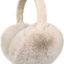 2 x LCXSHYE Winter Ear Warmers for Women Foldable Soft Fluffy Ear muffs Girls Cute Ear Covers for Cold Weather (Beige)