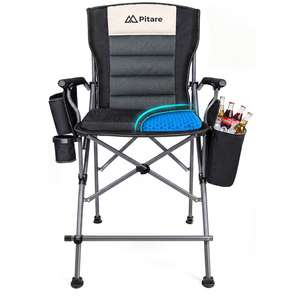 Tall Camping Chair for Adults, Tall Folding Directors Chair with Cooler Bag, Gel Cushion and Footrest, 440 lbs Heavy Duty Camping Portable High Chair for Beach, Sports, Outdoor Events