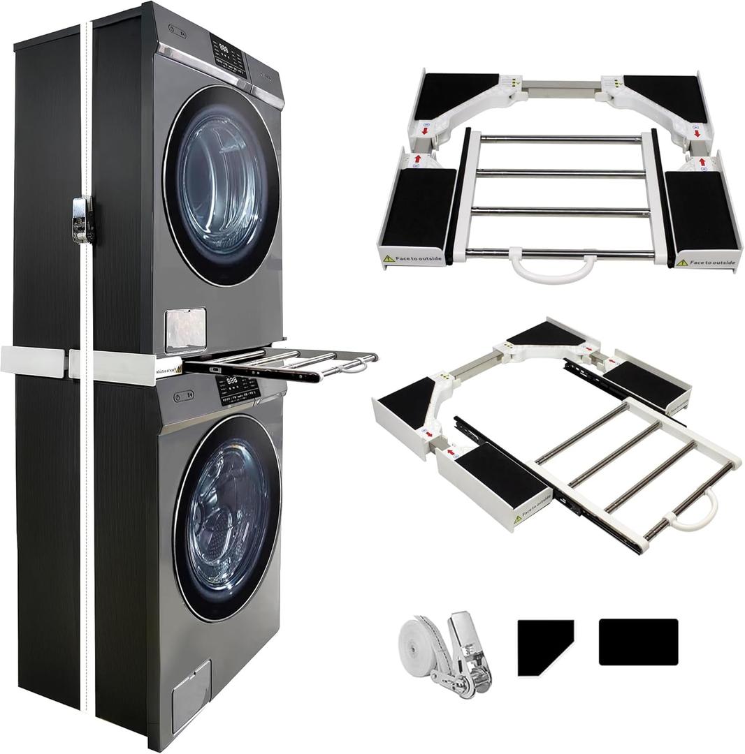 MaxWorks Stacking Kit for Washer and Dryer, Universal Stacking Kit for Washing Machine and Dryer with Pull-Out Racks (Pull Out 24-29 Inch)