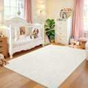 3x5 White Washable Shag Area Rug for Girls Bedroom, Modern Geometric Non Slip Living Room Rugs, Soft Carpet for Kids Room, Dorm, Office, Bedside, Entryway and Home Decor