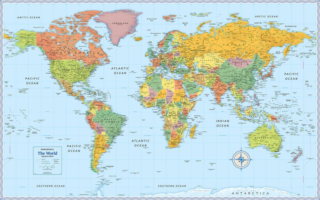 Rand McNally Signature Edition World Wall Map – Laminated Rolled