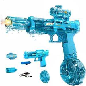 Electric Water Guns for Adults Kids, Automatic Squirt Gun with 26FT Range, Super Blaster Soaker High Capacity Pistol for Swimming Pool Party Toy ColorBlast LED Electric Water Gun (Blue)