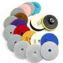 4 Inch Diamond Polishing Pads with 5/8-11 Backer Pad, 12PCS Wet/Dry Granite Stone Polish Pad Kit for Drill, Grinder, Polisher, 50-6000 Grit Polishing Pad for Concrete Marble Rock Countertop Quartz