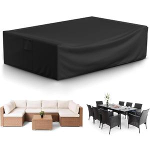 Gasadar Patio Furniture Covers, Outdoor Furniture Cover Waterproof for Outdoor Sectional Sofa Set, Heavy Duty 600D, 126" L x 126" W x 28" H, Black