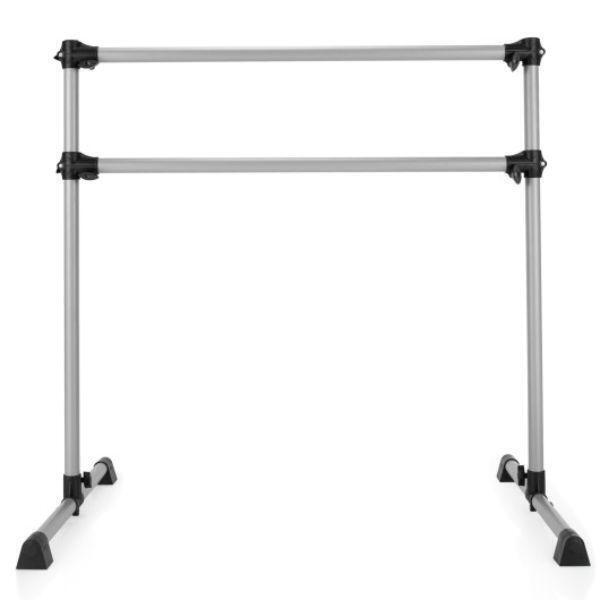 Hongge 4 Feet Double Ballet Barre Bar with Adjustable Height - Silver