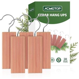 ACMETOP 20 Pack Cedar Hang Ups,100% Natural Rectangular Cedar Blocks for Clothes Storage