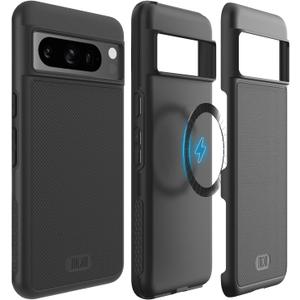 TUDIA MergeGrip [Magsafe Compatible] Designed for Google Pixel 8 Pro Case (2023) - Dual Layer [Military Grade] Shockproof Slim Rugged Tough Heavy Duty Phone Cases - Matte Black