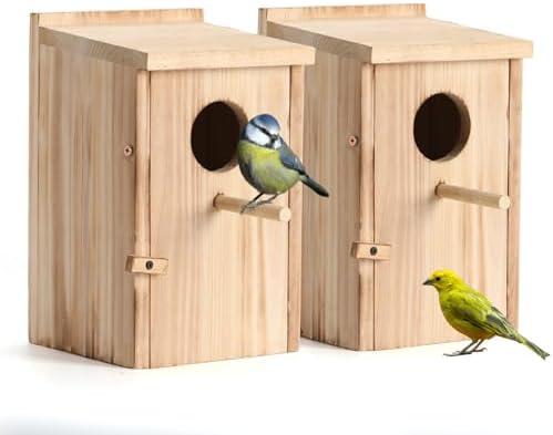 2 Pack Bird Houses for Outside, Hummingbird House Outdoor, Birdhouse kit,Bluebird Finch Swallow Wren Chickadee