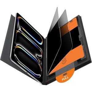 OMOTON 2 Pack Privacy Screen Protector for iPad Pro 13 inch M5 M4(8th&7th Generation, 2025/2024)Anti-Spy Tempered Glass with Easy Installation Tray, Case Friendly/Apple Pencil Support (Black)