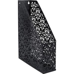 EasyAPG Black Magazine File Holder Vertical File Organizer for Desk Paper Organizer for Legal Size Folders Metal Document Binder Holder Rack for Home Office (pack of 1)