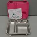Elk and Friends Kids Stainless Steel Bento Box with Silicone Lid | Leak-proof | Toddler Lunch Container | 4 Compartments | Dishwasher Safe