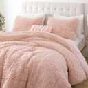 Smoofy Fluffy King Size Comforter Set, Faux Fur Pink Comforter Set, Luxury Fuzzy King Bedding Set, Soft Shaggy Bed Set for All Season, 3 Pieces - 1 Comforter & 2 Pillowcases, Blush
