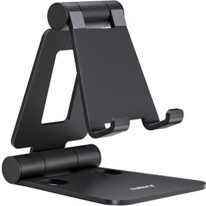 Nulaxy Dual Folding Cell Phone Stand, Fully Adjustable Foldable Desktop Phone Holder Cradle Dock Compatible with iPhone 17 16 15 14 13 12 11 Pro Max Xs Xr X 8, Nintendo Switch, All Phones