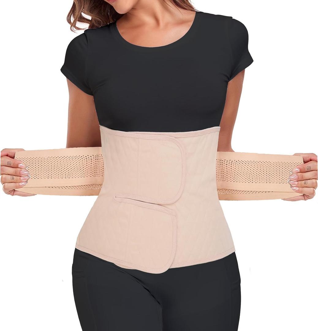 Postpartum Belly Band  Postpartum Belly Wrap, Abdominal Binder Post Surgery C-section Recovery Support Belt (Classic Beige, S/M)
