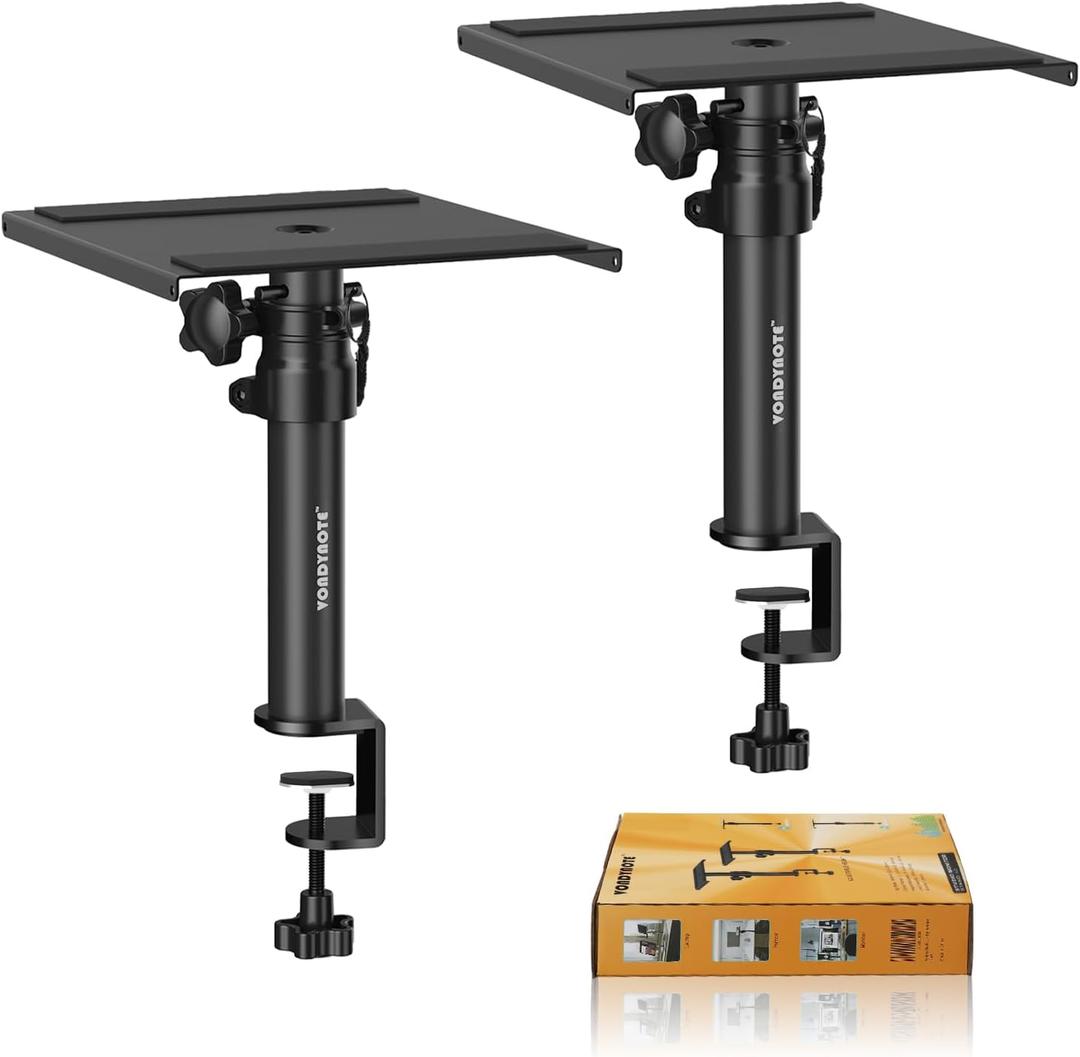 Set of 2 Desktop Clamp Speaker Stands Short Studio Monitor Stands Height Adjustable