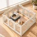 Foldable Clear Acrylic Dog Playpen with Door, 23.6" Acrylic Puppy Playpen, Easy Assemble Indoor Pet Fence with White Frame, Clear Dog Playpen for Puppies & Animal