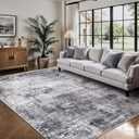 Living Room Rug 6x9, Abstract Modern Ultra Soft Washable Rug, Non Slip Carpet with Rubber Back Stain Resistance Rugs for Bedroom, Dining Room Decor(Black & Grey)