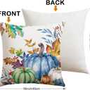 4 x Artscope Fall Decorative Throw Pillow Covers 18x18 Inch Set of 2, Watercolor Pumpkin Fallen Leaves Outdoor Farmhouse Pillow Cases for Home Sofa Couch-Blue