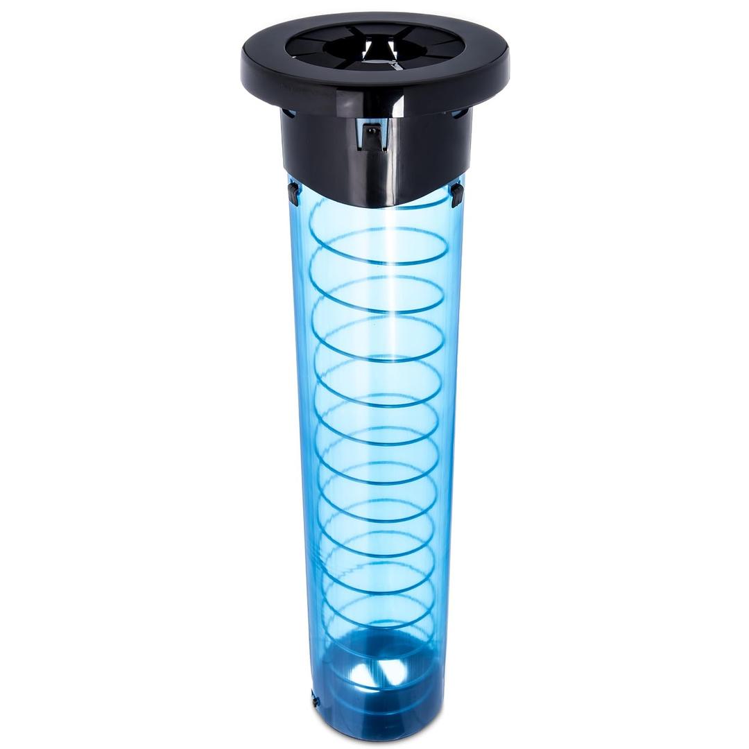 San Jamar Sentry In-Counter Cup Dispenser 8-44 Oz Cups with Adjustable Lever for Restaurants, Dining Halls, and Fast Food, Plastic, 23.5 Inch Tube, Blue 