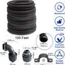 (1/2" Dia * 100 Feet) Yariwiz Black Special Extra Flexible Electrical Conduit Liquid Tight PVC Conduit Kit with 5 PCS Coupling, 5 PCS Elbow and 10 PCS Strap, Sealtight Seal Flex Liquidtight Wire