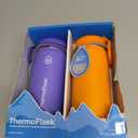 ThermoFlask Kids 16 oz Insulated Water Bottles with Straw Lid BPA-Free Stainless Steel Leakproof & Spill-Proof Design Easy Clean Wide Mouth 2-Pack for School, Sports, Playdates, Purple/Orange