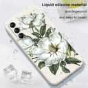 for Samsung Galaxy A15 5G Case Creative Flower Pattern Slim Liquid Silicone Cell Phone Protective for Galaxy A15 5G Cover-Cotton White