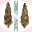 FELENDY 16" Ponytail Extension Claw Clip Wavy Ponytails Hair Extension Curly Long Pony Tails Natural Looking Hairpiece for Women Synthetic Blonde Mix Light Brown