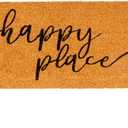 Juvale Natural Coco Coir Large Door Mat, Happy Place Long Outdoor Rug (17 x 60 in)