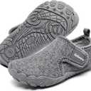 Toddler Winter Slippers Soft Warm Fleece Cozy House Non Slip Lightweight Bedroom Slippers for Girls Boys (Gray), 2T
