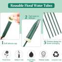 Tessco for you 150 Pcs Floral Water Tubes 12 Inch Floral Tubes Plastic Flower Supplies for Fresh Flowers with Rubber Cap for Flower Stem Arrangements Florist Supplies(Green)