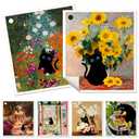 Miss Adola 6 Pack Swedish Dishcloths for Kitchen - Reusable Dish Cloths for Washing Dishes Absorbent Cute Funny Kitchen Towels Cleaning Sponge, Floral Cat