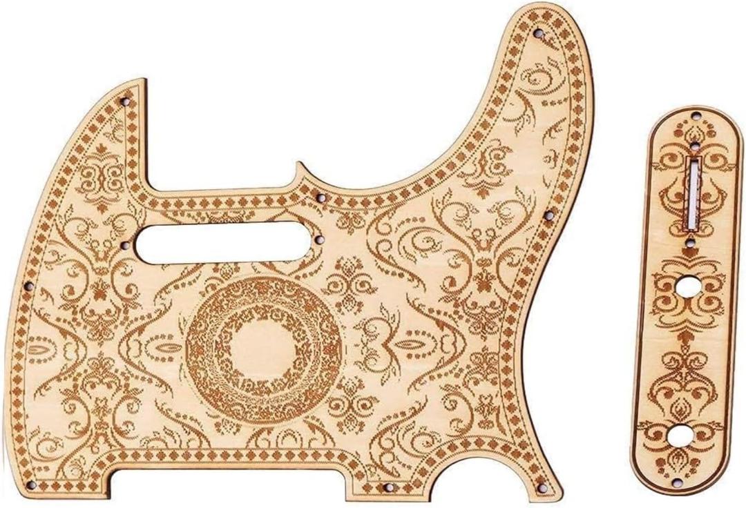 8 Hole Tele Style Pickguard TL Guitar Pick Guard Scratch Plate TL Guitar Pickguard With Volume Controller Panel Set, Maple Wood Plate Protector Tele Pickguard Telecaster Pickguard Replacement