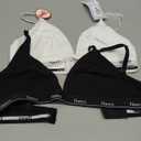 Hanes Women's Originals Triangle Bralette Pack, Breathable Stretch Cotton Bras, 2-Pack Large, Black and White 